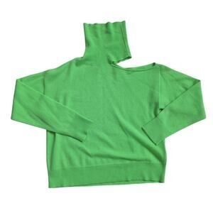 Charter Club Luxury Cashmere Neon Green Turtleneck Sweater sz Large Basic Winter